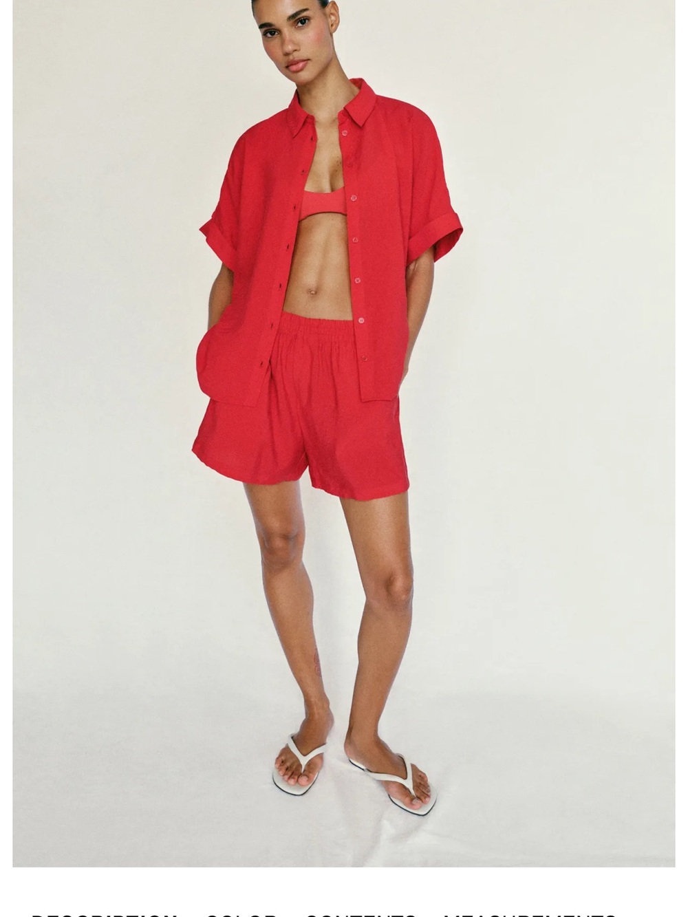 ZARA NWT Women’s Red Elastic-Waist Shorts SET